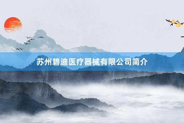 苏州碧迪医疗器械有限公司简介