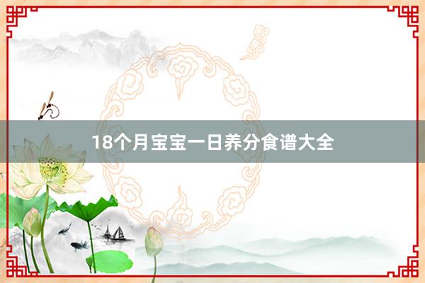 18个月宝宝一日养分食谱大全